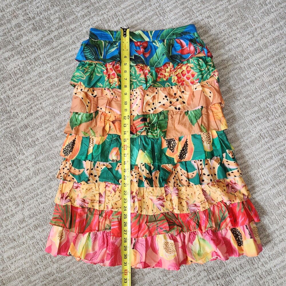 FARM Rio Tropical Mixed Prints Multi-Layered Midi Skirt size M - Picture 6 of 11